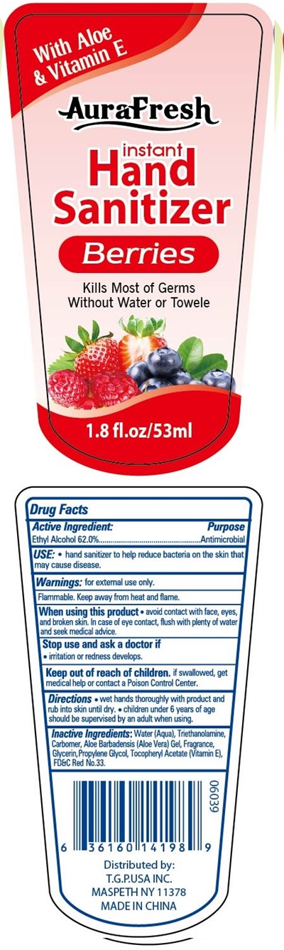 Image Of Label (Aurafresh Hand Sanitizer (berries) 1.8 Oz)